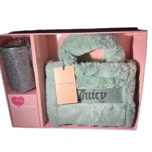 Juicy Couture Mint Green Faux Fur Mini Bag with Crystal Logo